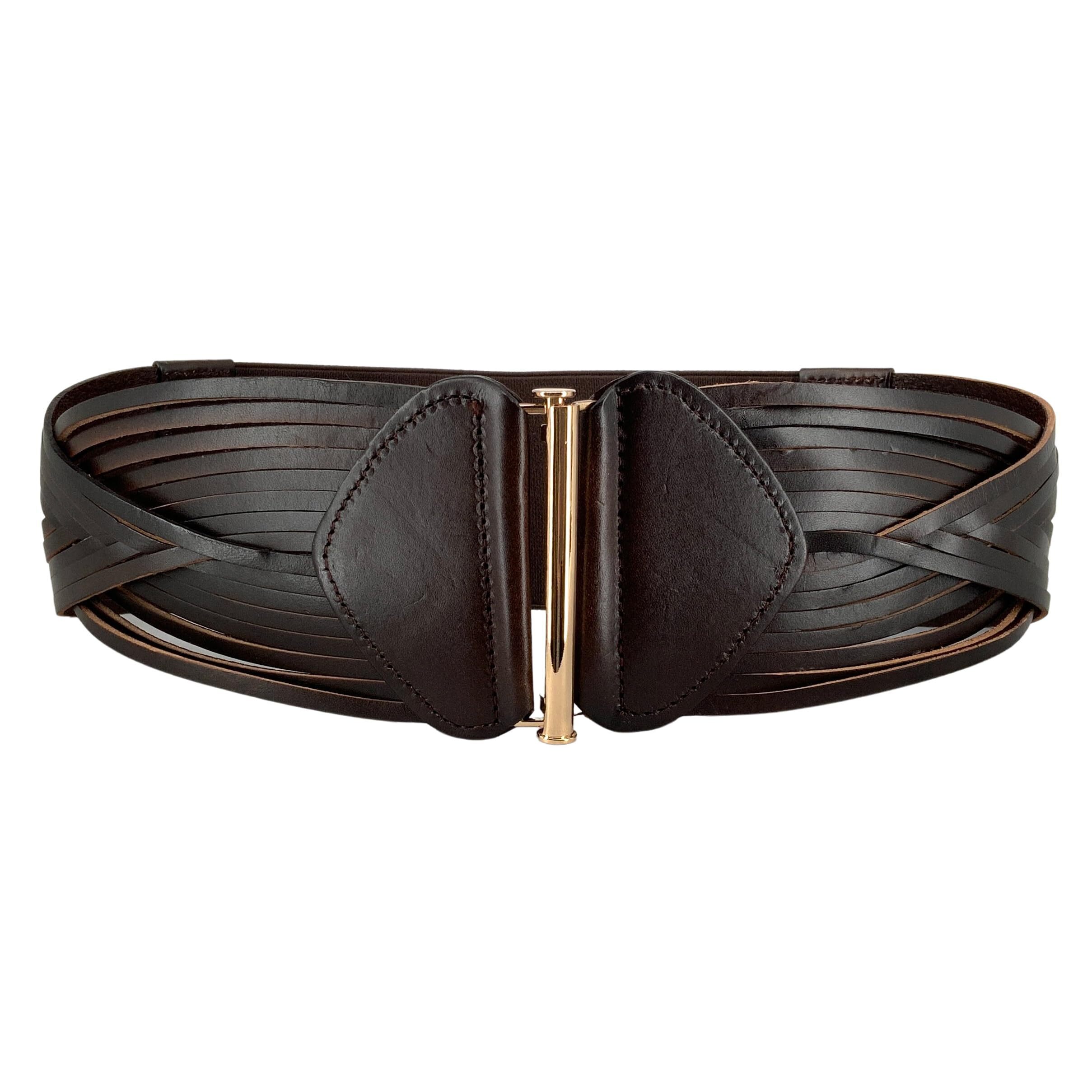 5243 Stretchy Wide Elastic Belt Braided Woven Vintage Full Grain